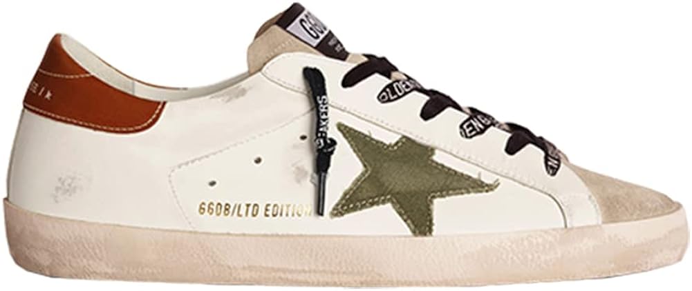 Casual Sneakers for Men Classic Retro Flat Trainers Comfortable Leather Lace-up Sport Shoes - Brown