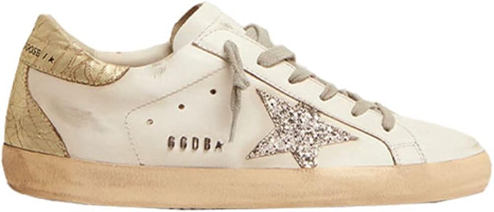 Casual Sneakers for Women Leather Outdoor Trainers Comfortable Hard-Wearing Low Sport Shoes - Sliver