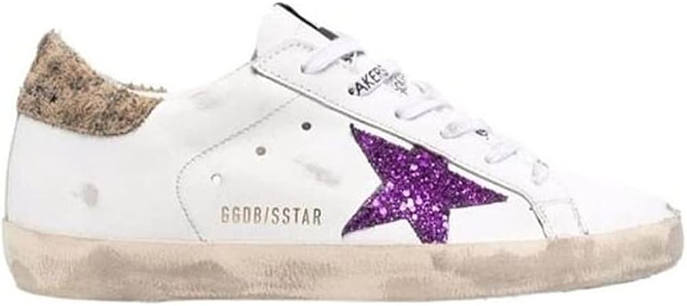 White Leather Sneakers for Women Retro Lace-up Sport Shoes Casual Lightweight Flat Trainers
