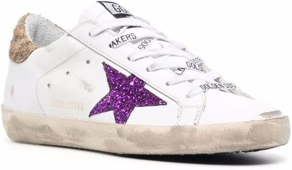 White Leather Sneakers for Men Retro Lace-up Sport Shoes Casual Lightweight Flat Trainers