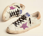 White Leather Sneakers for Women Classic Flat Trainers Retro Comfortable Lace-up Sport Shoes