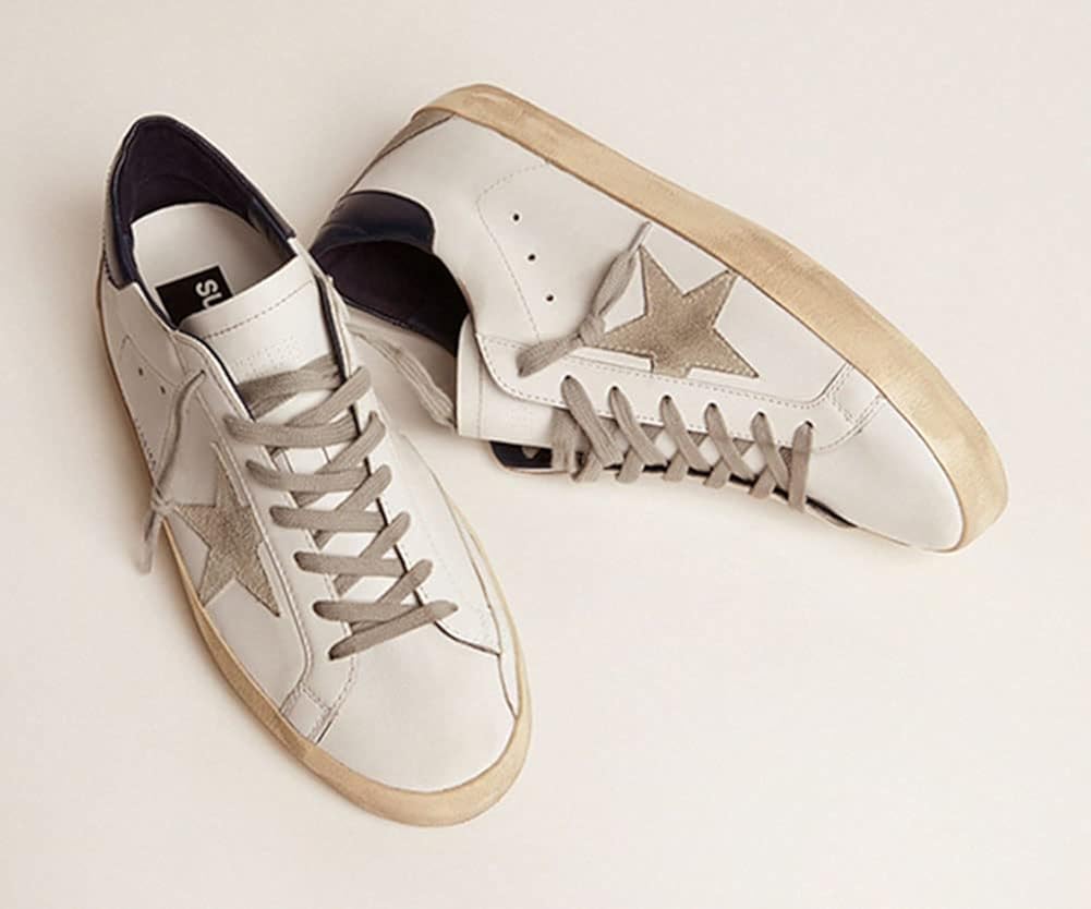 Sneakers for Men Trendy Retro Leather Soft Trainers Breathable Hard-Wearing Rubber Sport Shoes