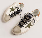 Casual Sneakers for Men Classic Retro Flat Trainers Comfortable Leather Lace-up Sport Shoes