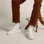 Mens Shoes Sneakers White Non-Slip Trainers Casual Comfortable Lace-up Sport Shoes
