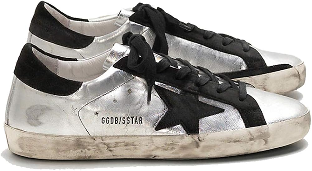 Women's Casual Sports Sneakers Non-Slip Retro Super Star Leather Shoes - Black Star