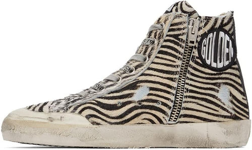 Mens Walking Sneakers Trendy Cool High-top Trainers Comfortable Outdoor Lace-up Sport Shoes - Zebra