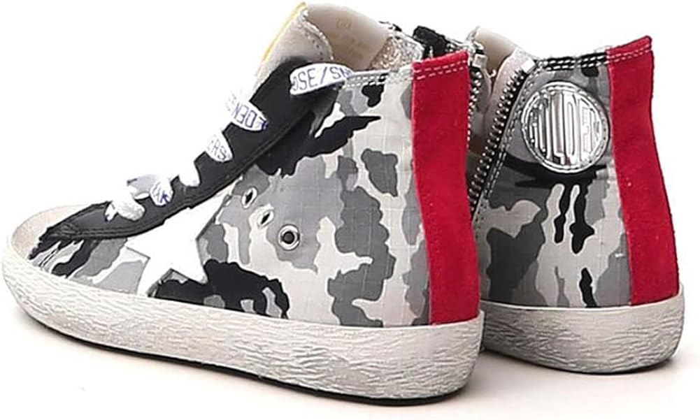 Outdoor Comfortable Flat Sport Shoes Mens High Top Sneakers Fashion Cool Lace-up Trainers - Camouflage