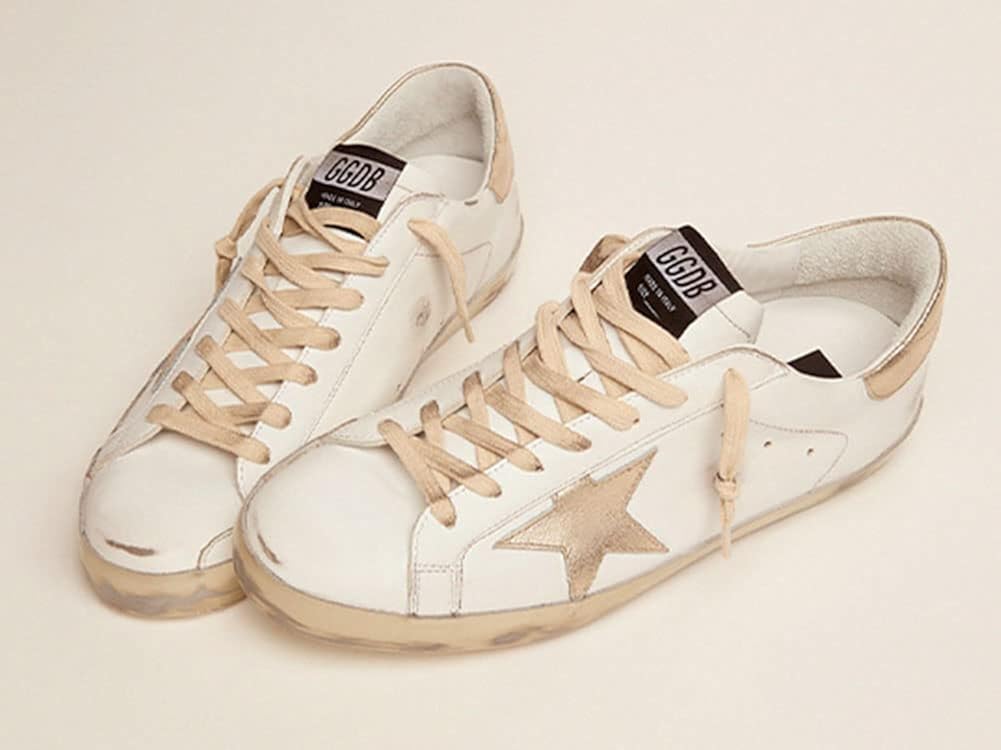 Sneakers for Men Leather Walking Lace-up Flat Trainers Retro Comfortable Non-Slip Sport Shoes
