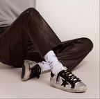 Men's Fashion Sneakers Leather Outdoor Low Flat Trainers Retro Breathable Rubber Sport Shoes