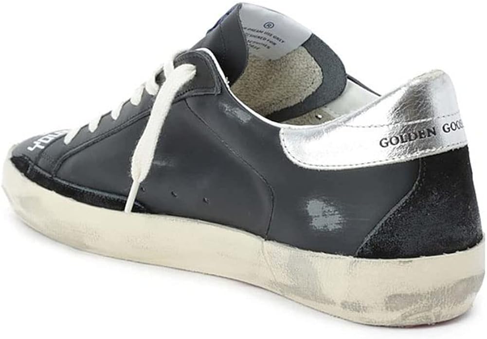 Men's Fashion Sneakers Leather Outdoor Low Flat Trainers Retro Breathable Rubber Sport Shoes - Black