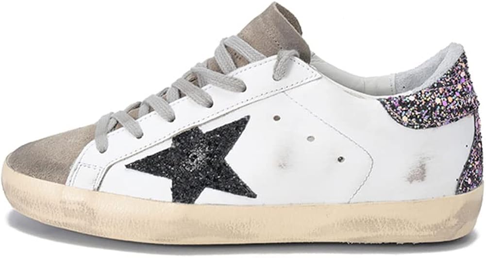 Sneakers for Women Retro Breathable Lightweight Hard-Wearing Sport Shoes Casual Leather Trainers - Black