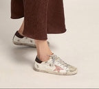 White Leather Sneakers for Men Classic Flat Trainers Retro Comfortable Lace-up Sport Shoes