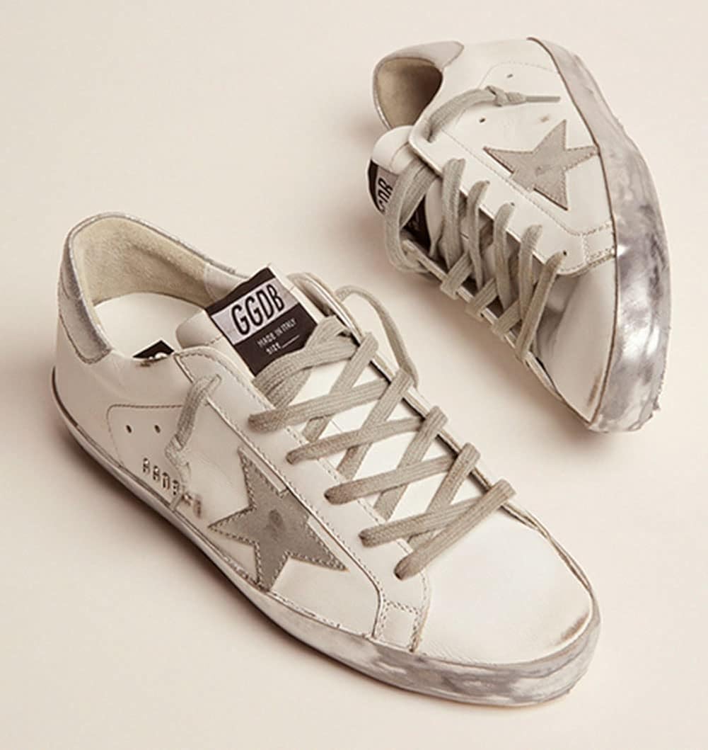 Sneakers for Women Leather Walking Lace-up Flat Trainers Retro Comfortable Non-Slip Sport Shoes