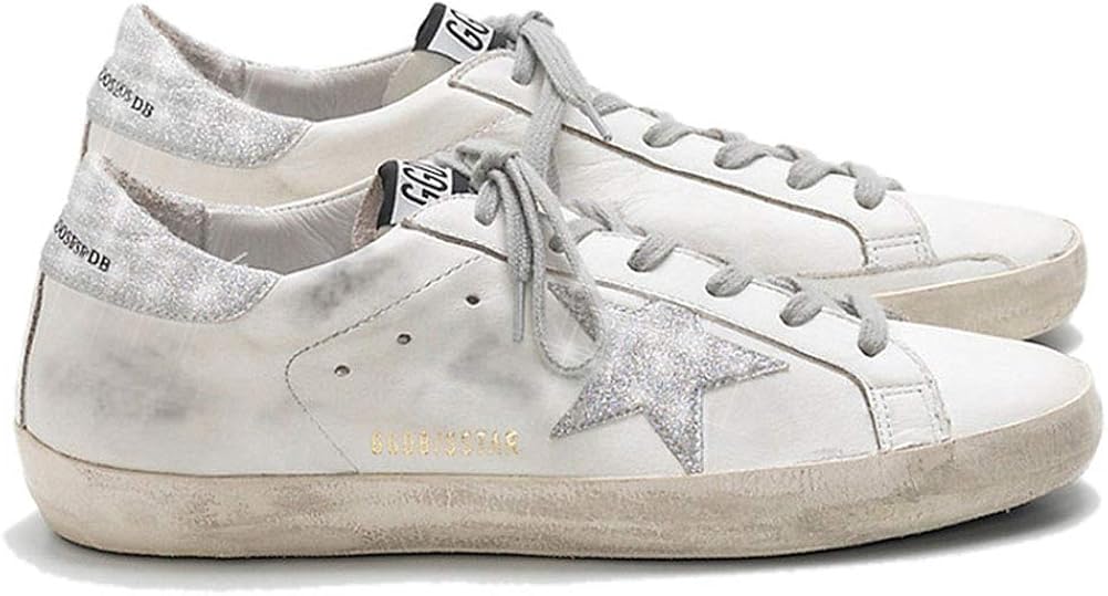 Women's Trainers Sneakers Leather Casual Walking Shoes Super Star Slide - Silver