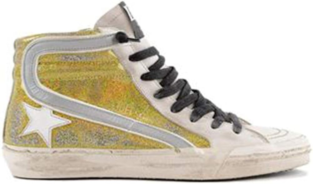 Men's France Leather Trainers Sneakers Cacual Shoes High Top Slide - Yellow