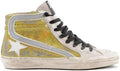 Men's France Leather Trainers Sneakers Cacual Shoes High Top Slide - Yellow