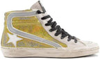 Men's France Leather Trainers Sneakers Cacual Shoes High Top Slide - Yellow