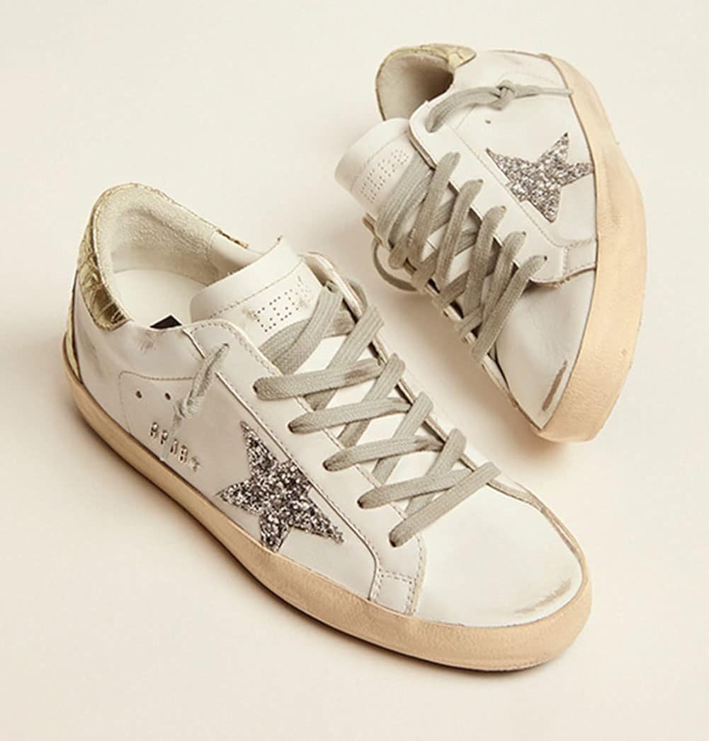 Casual Sneakers for Women Leather Outdoor Trainers Comfortable Hard-Wearing Low Sport Shoes
