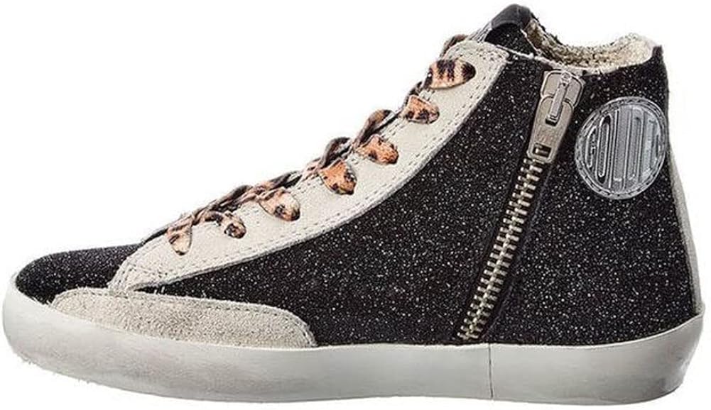 Fashion Cool Flat Trainers High Top Sneakers for Women Comfortable Outdoor Sport Shoes New - Black