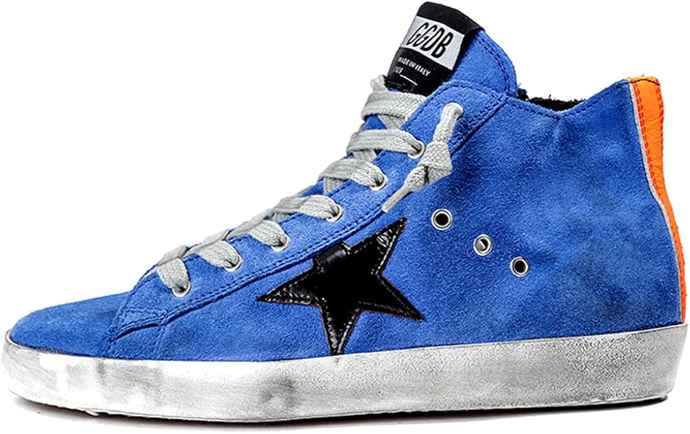 Casual Comfortable Rubber Flat Trainers Mens Walking Sneakers Retro High-top Sport Shoes - Blue