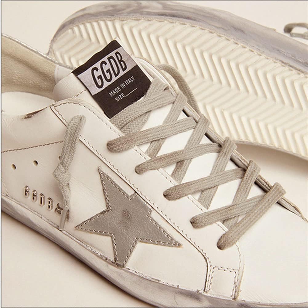 Sneakers for Women Leather Walking Lace-up Flat Trainers Retro Comfortable Non-Slip Sport Shoes