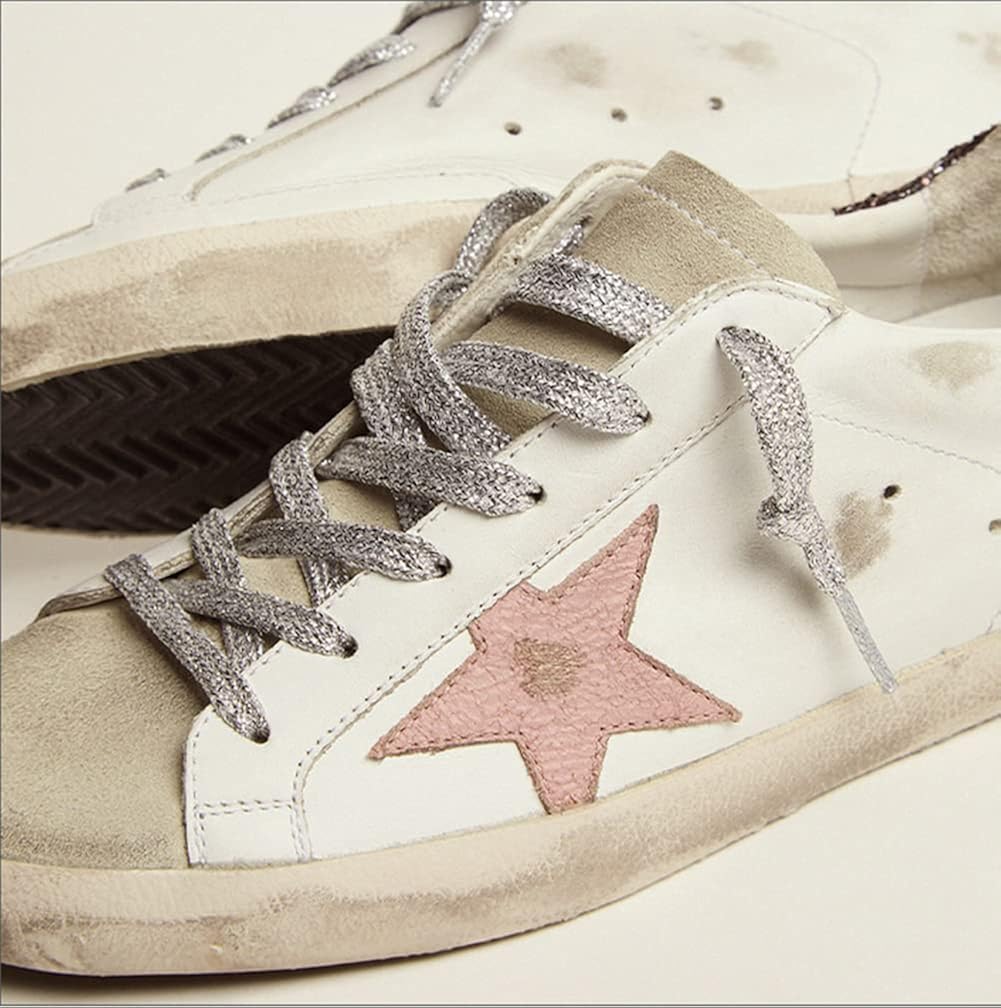 White Leather Sneakers for Women Classic Flat Trainers Retro Comfortable Lace-up Sport Shoes