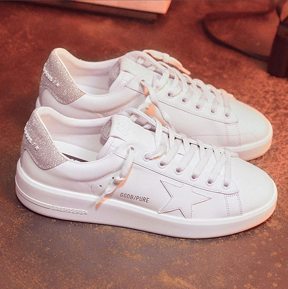 Sneakers for Women Minimalist Leather Trainers Comfortable Hard-Wearing Outdoor Low-top Sport Shoes