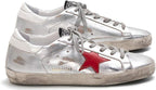 Men's Casual Sports Sneakers Non-Slip Retro Super Star Leather Shoes - Red/Blue Star