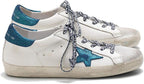 Women's Trainers Sneakers Non-Slip Leather Lace Up Casual Shoes Slide - Blue