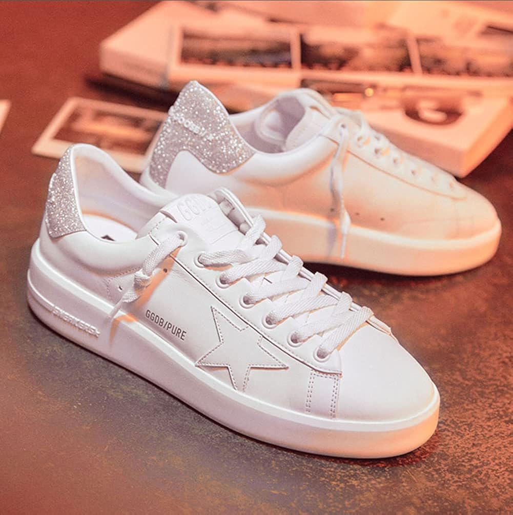 Sneakers for Women Minimalist Leather Trainers Comfortable Hard-Wearing Outdoor Low-top Sport Shoes