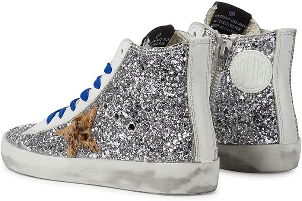 Outdoor Comfortable Flat Sport Shoes Mens High Top Sneakers Fashion Cool Lace-up Trainers - Silver