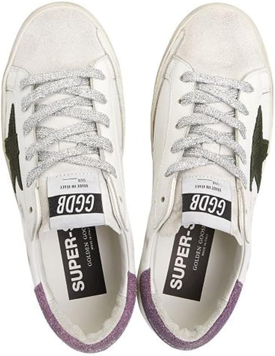 White Leather Sneakers for Men Retro Lace-up Sport Shoes Casual Lightweight Flat Trainers