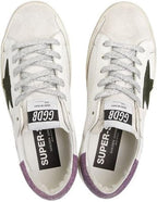 White Leather Sneakers for Women Retro Lace-up Sport Shoes Casual Lightweight Flat Trainers