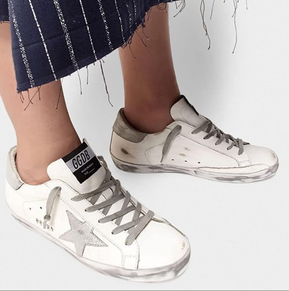 Sneakers for Men Leather Walking Lace-up Flat Trainers Retro Comfortable Non-Slip Sport Shoes