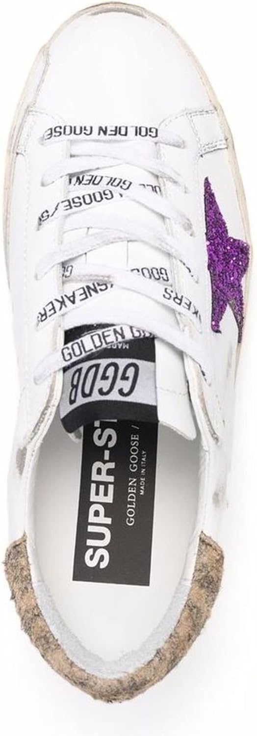 White Leather Sneakers for Women Retro Lace-up Sport Shoes Casual Lightweight Flat Trainers