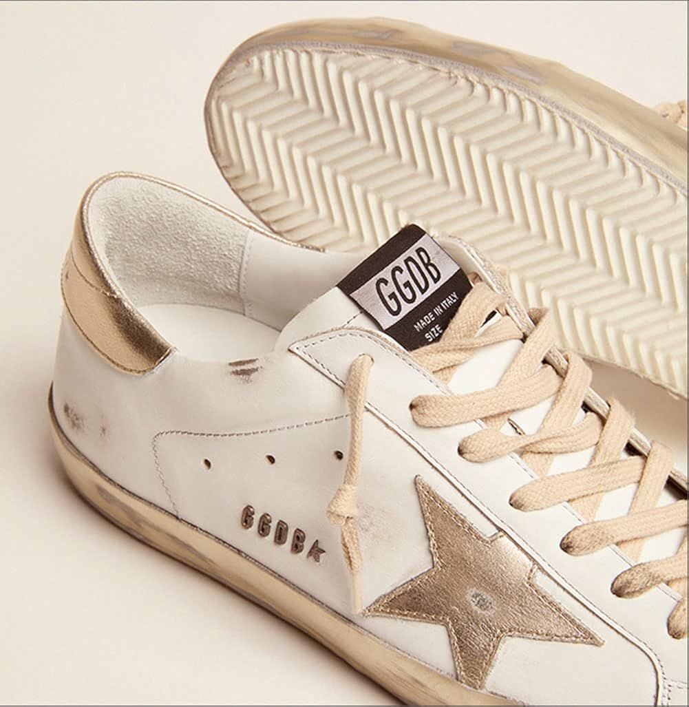 Sneakers for Women Leather Walking Lace-up Flat Trainers Retro Comfortable Non-Slip Sport Shoes