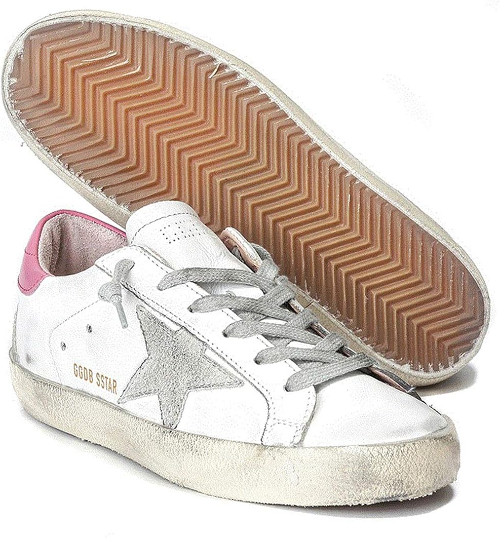 Women's Trainers Sneakers Non-Slip Leather Casual Shoes Low Top Slide - Pink